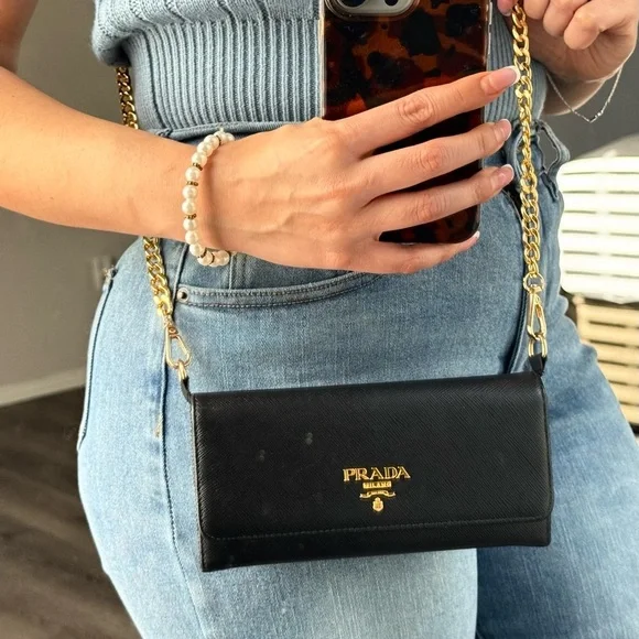 Prada Black Crossbody Bag with Gold Chain - Picture 12 of 12